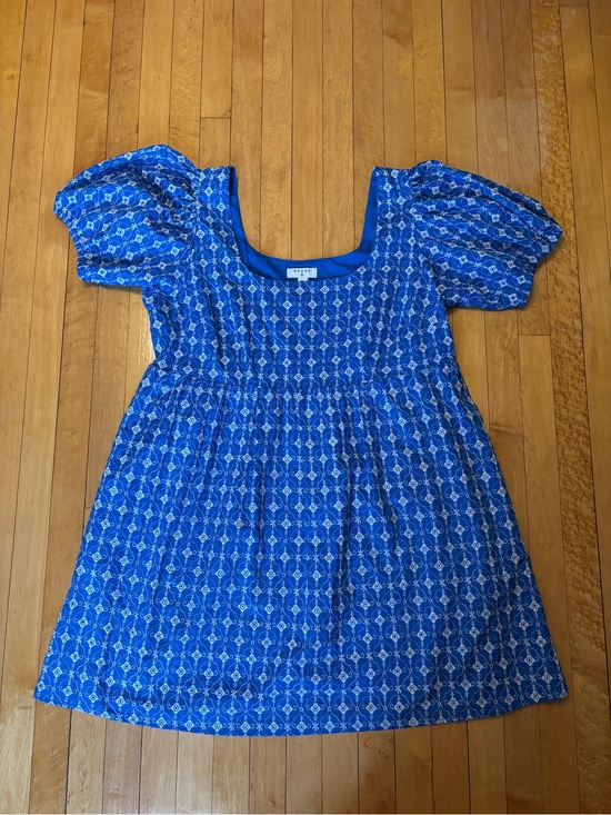 RHODE Dresses & Skirts - Like New RHODE Blue Embroidered Eyelet Babydoll Mini Dress | Women’s Plus XXL